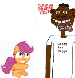 Size: 751x777 | Tagged: safe, banned from derpibooru, deleted from derpibooru, derpibooru import, scootaloo, human, 1000 hours in ms paint, image, kfc, nigga, png, racism, scootachicken, sheeeit, shitposting, simple background, vector, white background