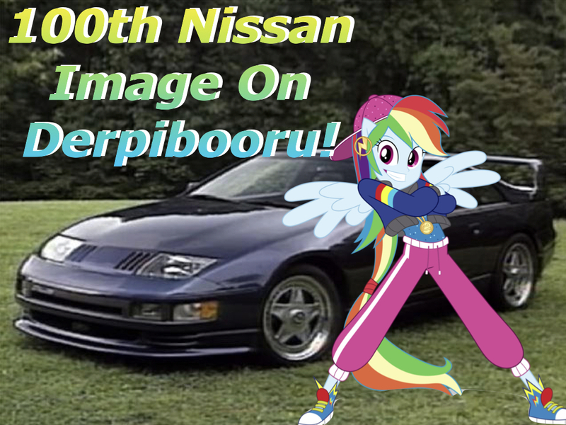 Size: 1024x768 | Tagged: safe, artist:sugar-loop, banned from derpibooru, deleted from derpibooru, derpibooru import, edit, vector edit, rainbow dash, dance magic, equestria girls, spoiler:eqg specials, '90s, backwards ballcap, barely pony related, baseball cap, cap, car, derpimilestone, hat, nissan, obligatory equestria girl, photo, swag, text, vector