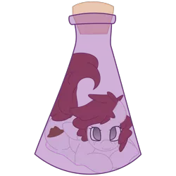 Size: 3000x3000 | Tagged: safe, artist:solardoodles, derpibooru import, oc, oc:graph travel, unofficial characters only, pegasus, pony, erlenmeyer flask, female, freckles, gradient eyes, looking at you, mare, pony in a bottle, simple background, smiling, solo, transparent background