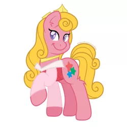 Size: 1280x1280 | Tagged: safe, artist:stephanoodle, banned from derpibooru, deleted from derpibooru, derpibooru import, ponified, earth pony, pony, aurora, briar rose, clothes, crossover, crown, disney, disney princess, female, jewelry, leg fluff, mare, necklace, plushie, regalia, simple background, sleeping beauty, smiling, solo, white background