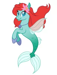 Size: 1280x1677 | Tagged: safe, artist:stephanoodle, banned from derpibooru, deleted from derpibooru, derpibooru import, ponified, pony, seapony (g4), ariel, disney, disney princess, female, fins, flower, looking at you, mare, scales, seaponified, seashell, shell, simple background, solo, species swap, the little mermaid, white background