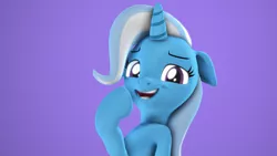 Size: 3840x2160 | Tagged: safe, artist:xppp1n, banned from derpibooru, deleted from derpibooru, derpibooru import, trixie, pony, unicorn, 3d, 4k resolution, bust, female, floppy ears, mare, missing accessory, noblewoman's laugh, revamped ponies, simple background, smug, solo, source filmmaker