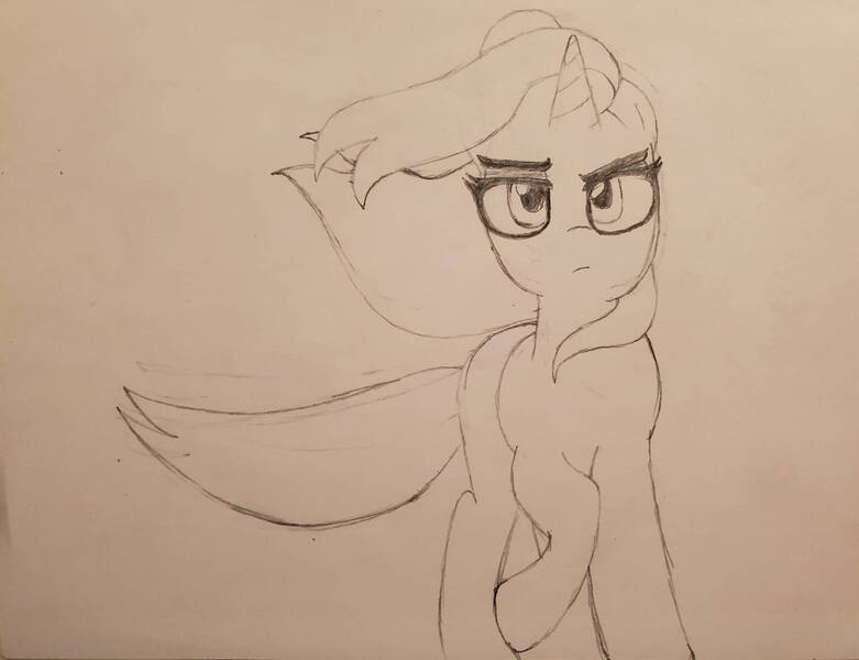 Size: 1944x1493 | Tagged: safe, artist:senfena, banned from derpibooru, deleted from derpibooru, derpibooru import, starlight glimmer, pony, unicorn, the ending of the end, sketch, solo, traditional art