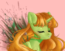 Size: 1400x1100 | Tagged: safe, artist:vell tea, banned from derpibooru, deleted from derpibooru, derpibooru import, oc, unofficial characters only, pony, unicorn, bust, flower, portrait, solo