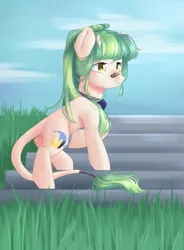 Size: 1135x1540 | Tagged: safe, artist:vell tea, banned from derpibooru, deleted from derpibooru, derpibooru import, oc, unofficial characters only, hybrid, pony, female, field, solo