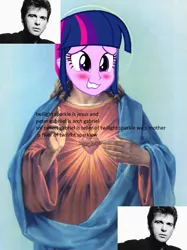 Size: 531x710 | Tagged: safe, artist:grapefruitface1, banned from derpibooru, deleted from derpibooru, derpibooru import, twilight sparkle, human, equestria girls, blushing, irl, irl human, jesus christ, op has issues, op is on drugs, peter gabriel, photo, shitposting, solo