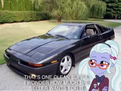 Size: 750x564 | Tagged: safe, banned from derpibooru, deleted from derpibooru, derpibooru import, sugarcoat, fanfic:shadowbolts racing, equestria girls, car, photo, toyota, toyota supra