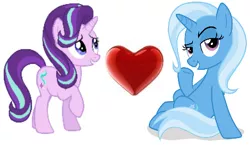 Size: 472x274 | Tagged: safe, artist:shutterflyeqd, banned from derpibooru, deleted from derpibooru, derpibooru import, edit, starlight glimmer, trixie, female, heart, lesbian, shipping, shipping domino, startrix