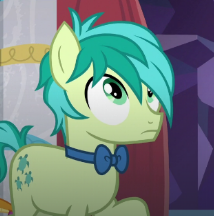 Size: 214x216 | Tagged: safe, banned from derpibooru, deleted from derpibooru, derpibooru import, screencap, sandbar, earth pony, pony, she's all yak, bowtie, frown, looking up, not happy, raised hoof, solo