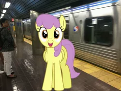 Size: 3264x2448 | Tagged: safe, banned from derpibooru, deleted from derpibooru, derpibooru import, editor:topsangtheman, parasol, human, pegasus, pony, irl, looking at you, philadelphia, photo, photoshop, ponies in real life, septa, train, train station