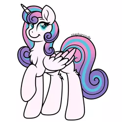 Size: 1445x1445 | Tagged: safe, artist:stephanoodle, banned from derpibooru, deleted from derpibooru, derpibooru import, princess flurry heart, alicorn, pony, female, mare, older, older flurry heart, raised leg, simple background, solo, white background