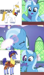 Size: 640x1080 | Tagged: safe, artist:mega-poneo, banned from derpibooru, deleted from derpibooru, derpibooru import, edit, edited screencap, screencap, hoo'far, prince blueblood, trixie, all bottled up, angry, annoyed, blast, bluetrix, exploitable meme, female, happy, impressed, magic, magic blast, male, megabyte punch, meme, shipping, shipping denied, straight, transformation, trixfar, trixie fixing meme