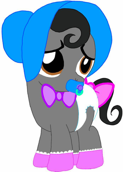 Size: 696x976 | Tagged: safe, artist:kittythenerd, banned from derpibooru, deleted from derpibooru, derpibooru import, ponified, earth pony, pony, clothes, colt, crossdressing, diaper, frown, gloves, horton hears a who, male, pacifier, simple background, solo, white background