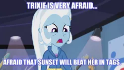 Size: 1280x720 | Tagged: safe, banned from derpibooru, deleted from derpibooru, derpibooru import, screencap, trixie, equestria girls, guitar centered, rainbow rocks, caption, image macro, implied sunset shimmer, meme, solo, text