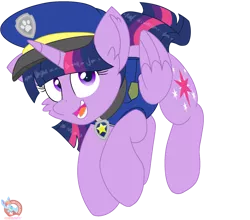 Size: 1850x1628 | Tagged: safe, artist:rainbow eevee, banned from derpibooru, deleted from derpibooru, derpibooru import, twilight sparkle, twilight sparkle (alicorn), alicorn, pony, series:sprglitemplight life jacket days, series:springshadowdrops life jacket days, adorkable, chase, chase (paw patrol), clothes, crossover, cute, cutie mark, dork, excited, female, jumping, looking at you, paw patrol, purple eyes, simple background, smiling, smiling at you, solo, transparent background, vector