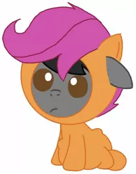 Size: 456x584 | Tagged: safe, artist:kittythenerd, banned from derpibooru, deleted from derpibooru, derpibooru import, scootaloo, ponified, earth pony, pony, baby, baby pony, base used, clothes, costume, horton hears a who, male, pony costume, simple background, solo, white background