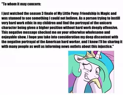 Size: 710x548 | Tagged: safe, banned from derpibooru, deleted from derpibooru, derpibooru import, princess celestia, calm yo tits, hasbro, meta, parody, text, text only, tl;dr
