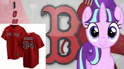 Size: 2289x1288 | Tagged: safe, banned from derpibooru, deleted from derpibooru, derpibooru import, starlight glimmer, unicorn, baseball, boston red sox, clothes, jersey, mlb, sports