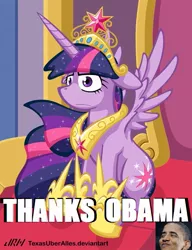 Size: 553x720 | Tagged: safe, banned from derpibooru, deleted from derpibooru, derpibooru import, edit, twilight sparkle, alicorn, human, alicorn drama, barack obama, circlejerk, drama, politics, reddit