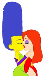 Size: 781x1260 | Tagged: safe, artist:ktd1993, artist:xciax, banned from derpibooru, deleted from derpibooru, derpibooru import, equestria girls, beehive hairdo, equestria girls-ified, female, jessica rabbit, kissing, lesbian, marge simpson