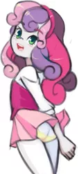 Size: 287x630 | Tagged: suggestive, artist:drantyno, banned from derpibooru, deleted from derpibooru, derpibooru import, sweetie belle, equestria girls, butt crack, clothes, digital art, female, looking at you, panties, pony coloring, simple background, skirt, skirt lift, solo, solo female, underwear, upskirt, white background, wind, yellow underwear