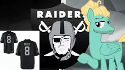 Size: 2289x1288 | Tagged: safe, artist:19crowbar19, banned from derpibooru, deleted from derpibooru, derpibooru import, zephyr breeze, pegasus, american football, clothes, jersey, las vegas raiders, nfl, sports