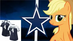 Size: 2289x1288 | Tagged: safe, banned from derpibooru, deleted from derpibooru, derpibooru import, applejack, earth pony, american football, clothes, dallas cowboys, jersey, nfl, sports