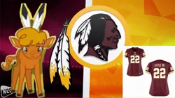 Size: 2289x1288 | Tagged: safe, banned from derpibooru, deleted from derpibooru, derpibooru import, little strongheart, american football, clothes, jersey, nfl, sports, washington redskins