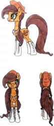 Size: 366x844 | Tagged: safe, artist:mysteriousshine, banned from derpibooru, deleted from derpibooru, derpibooru import, oc, oc:mysterious shine, unofficial characters only, earth pony, pony, boots, braid, clothes, earth pony oc, female, jewelry, mare, necklace, paw prints, shoes, smiling, traditional art