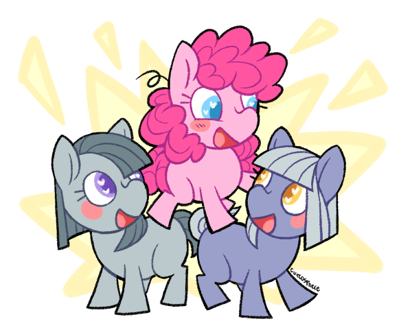 Size: 600x481 | Tagged: safe, artist:cuteosphere, banned from derpibooru, deleted from derpibooru, derpibooru import, limestone pie, marble pie, pinkie pie, blushing, female, filly, pie sisters, siblings, sisters