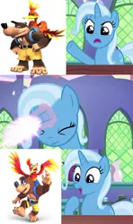 Size: 640x1080 | Tagged: safe, artist:3d4d, banned from derpibooru, deleted from derpibooru, derpibooru import, edit, edited screencap, screencap, trixie, all bottled up, banjo kazooie, banjo kazooie: nuts and bolts, exploitable meme, magic, meme, super smash bros., super smash bros. ultimate, take that, trixie fixing meme