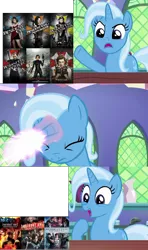 Size: 640x1080 | Tagged: safe, artist:mega-poneo, banned from derpibooru, deleted from derpibooru, derpibooru import, edit, edited screencap, screencap, trixie, all bottled up, exploitable meme, magic, meme, movie, resident evil, trixie fixing meme