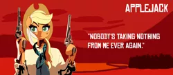 Size: 2400x1045 | Tagged: safe, artist:senfena, banned from derpibooru, deleted from derpibooru, derpibooru import, applejack, earth pony, crossover, gun, hat, red dead redemption, red dead redemption 2, solo, video game crossover, weapon