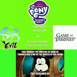 Size: 4000x4000 | Tagged: safe, banned from derpibooru, deleted from derpibooru, derpibooru import, disney, epilogue, game of thrones, logo, meme, mickey mouse, mlp: fim, star vs the forces of evil