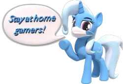 Size: 4188x2874 | Tagged: safe, artist:xppp1n, banned from derpibooru, deleted from derpibooru, derpibooru import, trixie, pony, unicorn, 3d, advice, blender, covid-19, cycles render, simple background, solo, speech bubble, text, transparent background