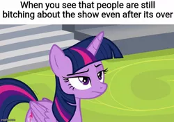 Size: 711x500 | Tagged: safe, banned from derpibooru, deleted from derpibooru, derpibooru import, edit, edited screencap, screencap, twilight sparkle, alicorn, horse play, drama bait, meme, solo, stupidity, twilight is not amused, twilight sparkle (alicorn), unamused