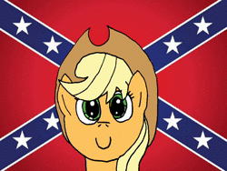 Size: 1248x936 | Tagged: safe, banned from derpibooru, deleted from derpibooru, derpibooru import, applejack, earth pony, pony, /mlp/, 4chan, 4chan cup, animated, confederate flag, music, shitposting, solo, sound, video, webm