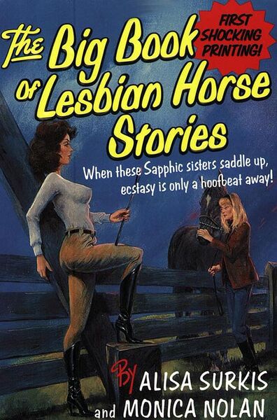 Size: 620x939 | Tagged: questionable, banned from derpibooru, deleted from derpibooru, derpibooru import, human, barely pony related, book, cover, female, lesbian, lesbian horse stories, meta, old, parody, the big book of lesbian horse stories