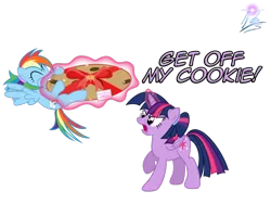 Size: 1600x1200 | Tagged: safe, banned from derpibooru, deleted from derpibooru, derpibooru import, rainbow dash, twilight sparkle, angry, cookie, female, food, lesbian, shipping, twidash