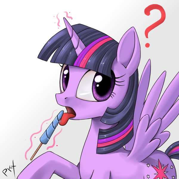 Size: 1000x1000 | Tagged: safe, artist:ponykillerx, banned from derpibooru, deleted from derpibooru, derpibooru import, trixie, twilight sparkle, twilight sparkle (alicorn), alicorn, pony, female, food, horn, lesbian, licking, looking at you, popsicle, shipping, tongue out, twixie, wings