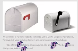 Size: 653x431 | Tagged: safe, banned from derpibooru, deleted from derpibooru, derpibooru import, screencap, twilight sparkle, advice, censored, faic, fedora, hat, hipster, indiana jones, mailbox, meta, smirk, text, twiface, wrong neighborhood