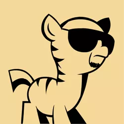 Size: 565x565 | Tagged: safe, artist:belaboy, banned from derpibooru, deleted from derpibooru, derpibooru import, ponified, zebra, image, kanye west, monochrome, png, simple background, solo, sunglasses, tan background