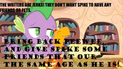 Size: 1280x720 | Tagged: safe, banned from derpibooru, deleted from derpibooru, derpibooru import, peewee, spike, butthurt, drama, grammar error, spike drama, spike justice warriors