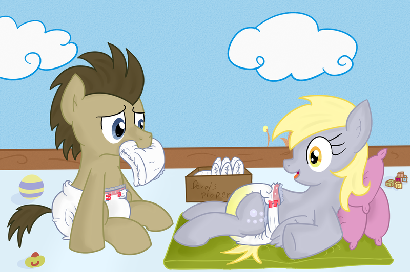 Size: 2837x1888 | Tagged: questionable, artist:vitriolink, banned from derpibooru, deleted from derpibooru, derpibooru import, derpy hooves, doctor whooves, time turner, pegasus, pony, changing, cloud, cloudy, diaper, diaper change, diaper fetish, female, fetish, mare, urine