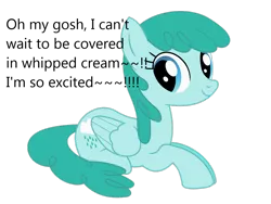 Size: 1200x900 | Tagged: safe, artist:bluemeganium, banned from derpibooru, deleted from derpibooru, derpibooru import, medley, spring melody, sprinkle medley, dialogue, food, prone, simple background, solo, transparent background, vector, whipped cream, whipped cream background pony