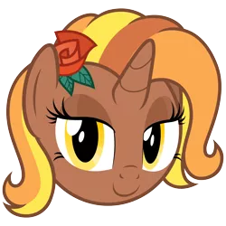 Size: 5000x5000 | Tagged: safe, artist:zutheskunk, banned from derpibooru, deleted from derpibooru, derpibooru import, oc, oc:butterscotch sundae, unofficial characters only, absurd resolution, bust, flower, flower in hair, head only, simple background, solo, transparent background, vector