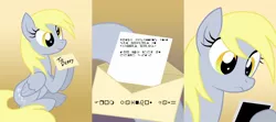 Size: 1600x711 | Tagged: safe, banned from derpibooru, deleted from derpibooru, derpibooru import, derpy hooves, exploitable meme, mail, meme, memento, wingdings