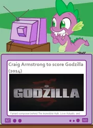 Size: 520x716 | Tagged: safe, banned from derpibooru, deleted from derpibooru, derpibooru import, spike, exploitable meme, fake, godzilla, godzilla 2014, meme, news, obligatory pony, tv meme