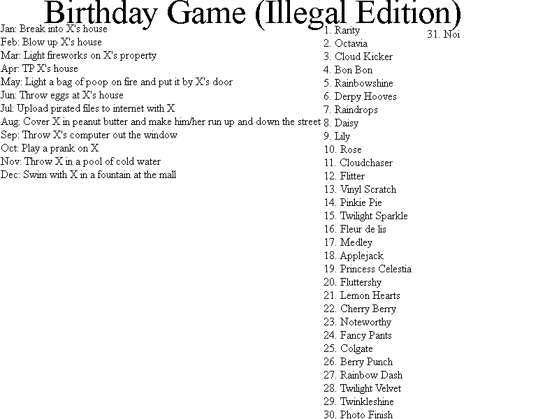 Size: 800x600 | Tagged: safe, banned from derpibooru, deleted from derpibooru, derpibooru import, birthday game, exploitable meme, meme, text, text only