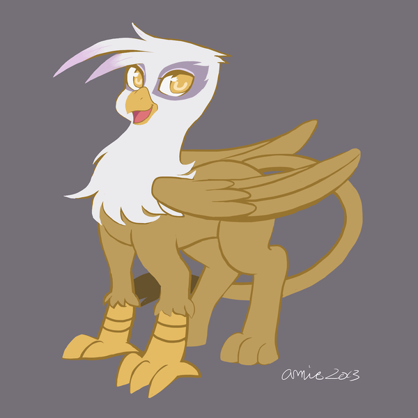 Size: 1280x1280 | Tagged: safe, artist:amnestie, banned from derpibooru, deleted from derpibooru, derpibooru import, gilda, gryphon, folded wings, happy, image, looking at you, open mouth, png, solo, standing, wings